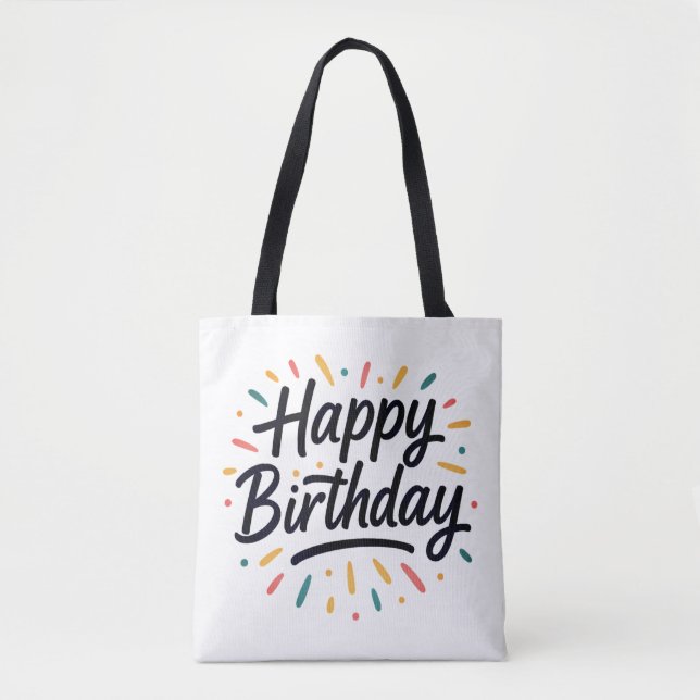 Bolsa Tote Design de Caligrafia de Aniversário Elegante (Frente)