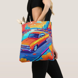 Bolsa Tote Design de Carro Clássico Colorido