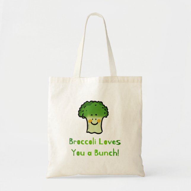 Bolsa Tote Design de Cartoons de Broccoli Bonito (Frente)