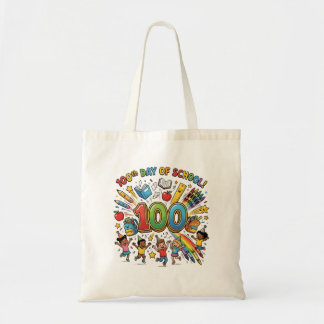 Bolsa Tote Design de Celebração Colorida do 100º Dia de Escol