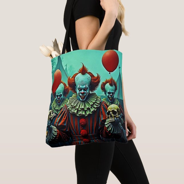 Bolsa Tote Design de Cena de Horror de Palhaço Assustador (Close Up)