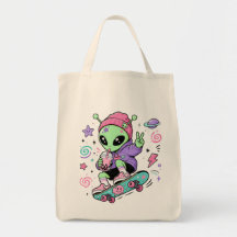 Design de Chá de Bolha de Alien Kawaii Skater