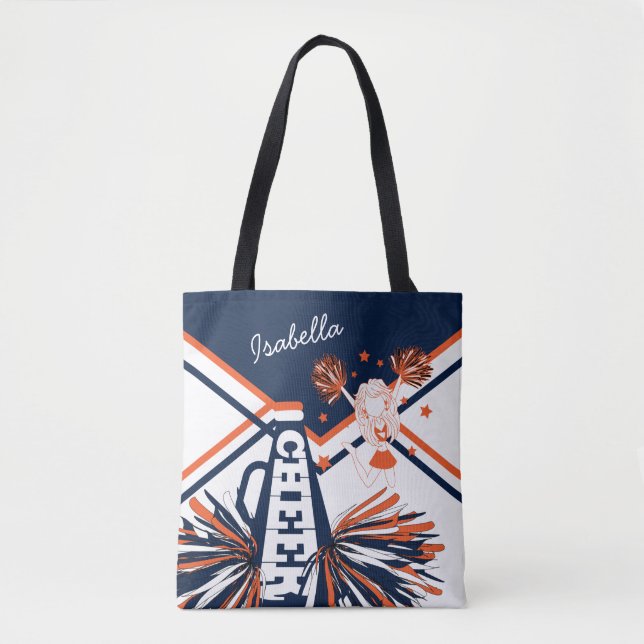 Bolsa Tote Design de Cheerleader branco, laranja-acastanhado, (Frente)
