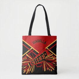 Bolsa Tote Design de Cheerleader vermelho escuro, preto e Dou