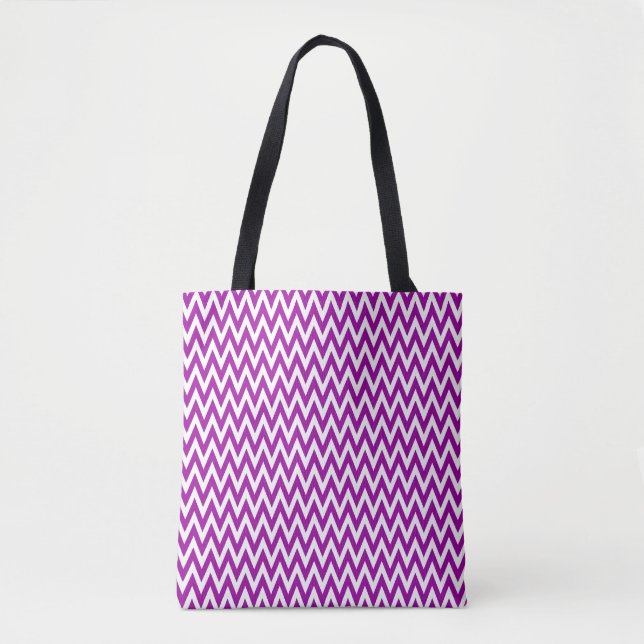 Bolsa Tote Design de Chevron Elegante Roxo (Frente)