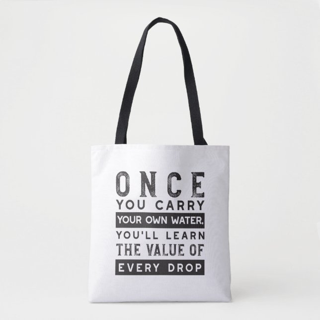 Bolsa Tote Design de Citação de Sabedoria - Valor de Cada Lar (Frente)