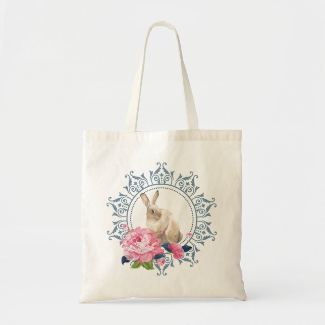Bolsa Tote Design de coelho de Páscoa elegante (Frente)