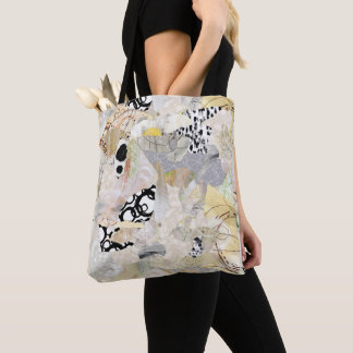 Bolsa Tote Design de Colagem Abstrata Elegante Neutra