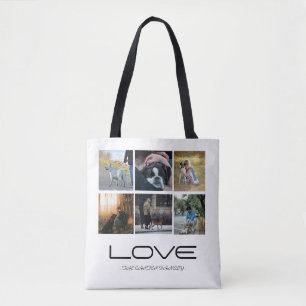 Bolsa Tote Design de Colagem de Retrato de Família Cachorro A