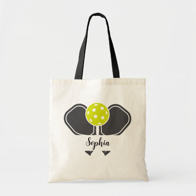 Bolsa Tote Design de Coletor de Nome do Jogador de Pickleball (Frente)