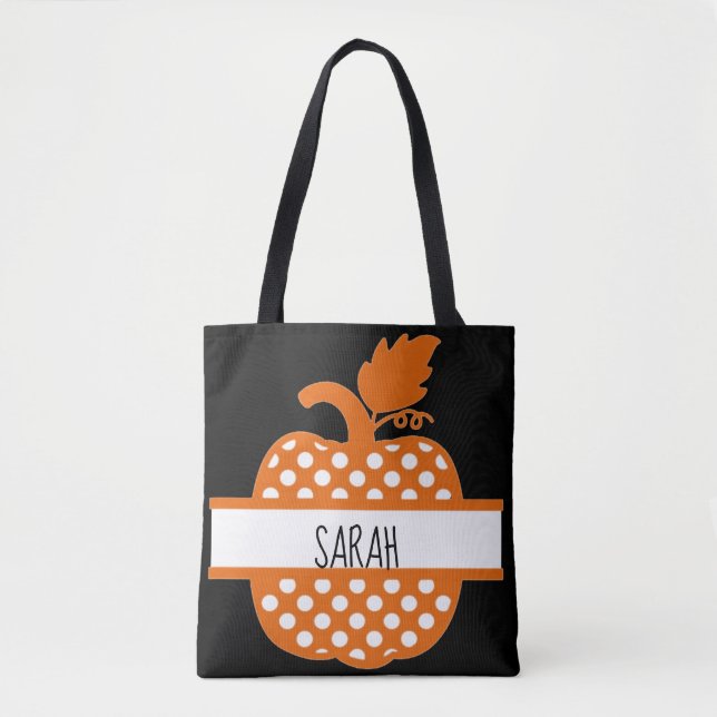 Bolsa Tote Design de Colheita de Abóbora Personalizada (Frente)