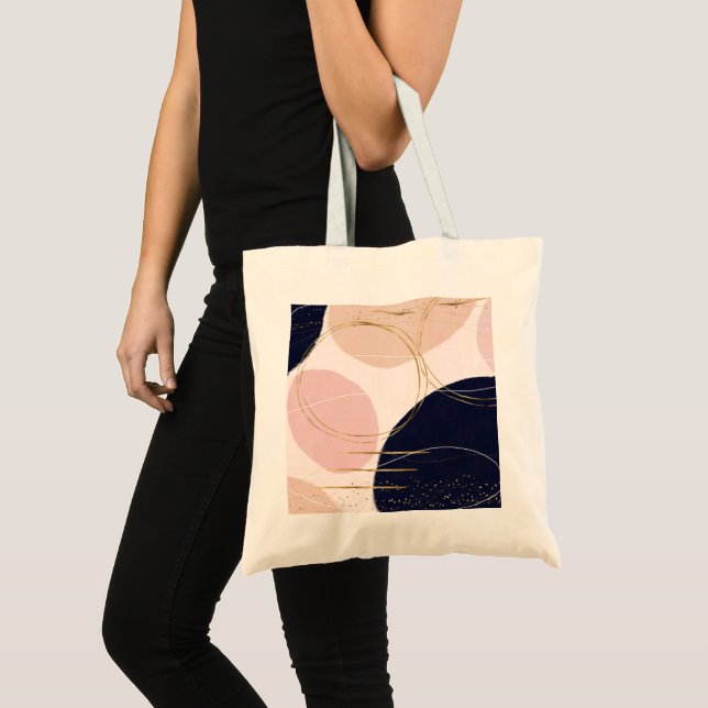 Bolsa Tote Design de cor rosa mínimo de traços e círculos Dou (Frente (produto))