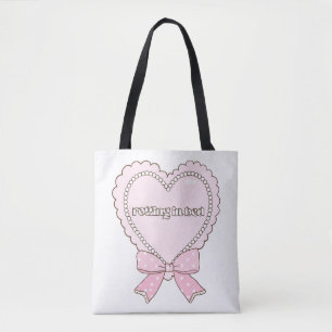 Bolsa Tote Design de Coração apodrecendo na Cama Pérolas e