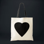 Bolsa Tote Design de Coração de Amor Negro e Branco.<br><div class="desc">Um coração negro sobre fundo branco.</div>