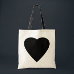 Bolsa Tote Design de Coração de Amor Negro e Branco.<br><div class="desc">Um coração negro sobre fundo branco.</div>