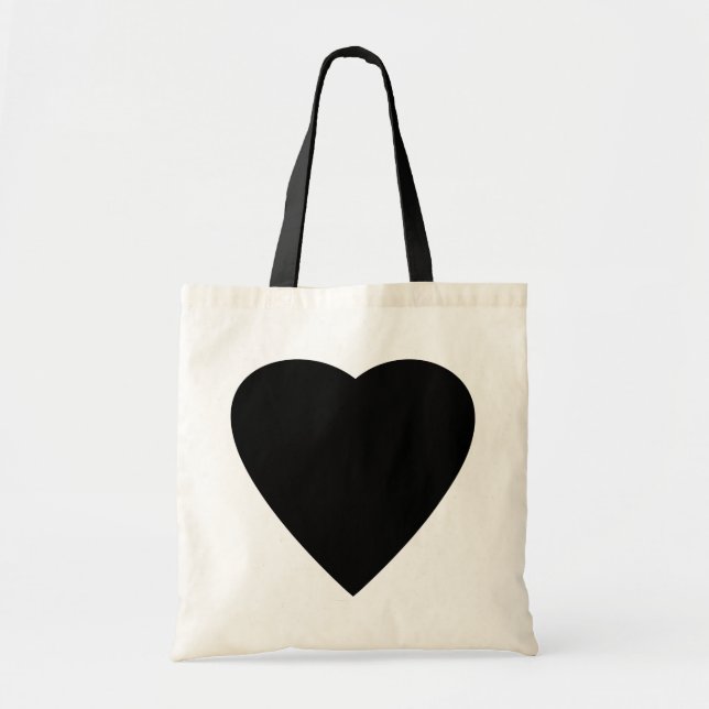 Bolsa Tote Design de Coração de Amor Negro e Branco. (Frente)