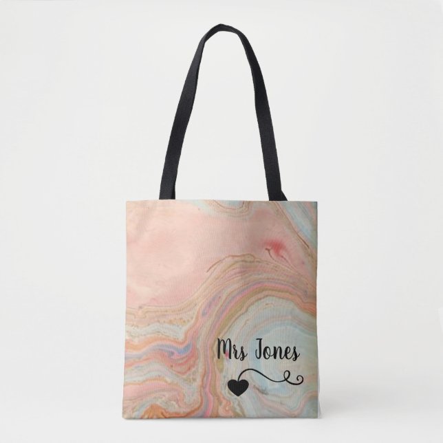 Bolsa Tote Design de Coração de Pêssego Abstrato personalizad (Frente)