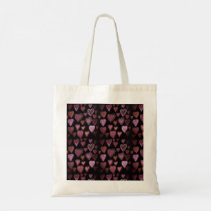 Bolsa Tote Design de corações vermelhos