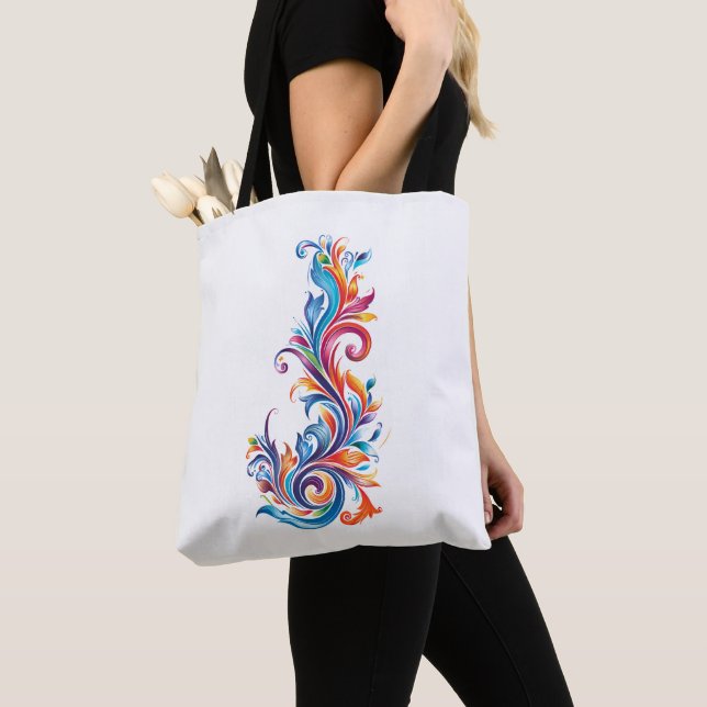 Bolsa Tote design de cores abstratas "Vórtice Cromático" (Close Up)