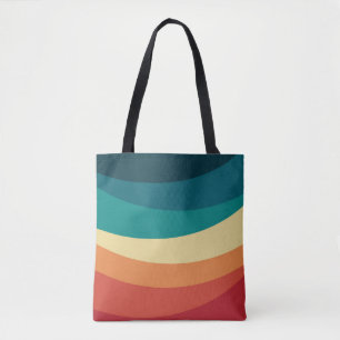 Bolsa Tote Design de curvas estilo retrô colorido