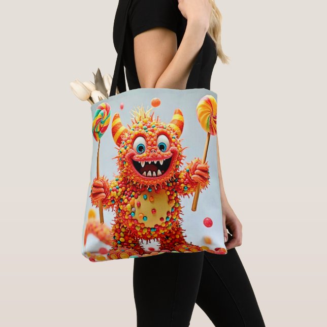 Bolsa Tote Design de Delícia de Monstro Feliz (Close Up)