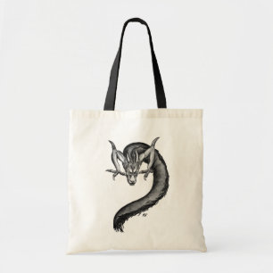 Bolsa Tote Design de dragão preto e branco