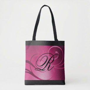 Bolsa Tote Design de espiral de Magenta Ombre com Monograma