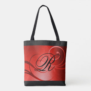 Bolsa Tote Design de espiral de Ombre Vermelho com Monograma