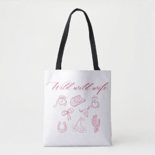 Bolsa Tote Design de Esposa Selvagem Selvagem   Caubói Groovy