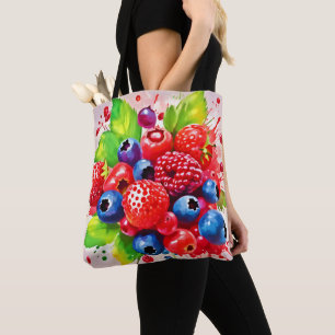 Bolsa Tote Design de Explosão de Frutas Vermelhas de Verão
