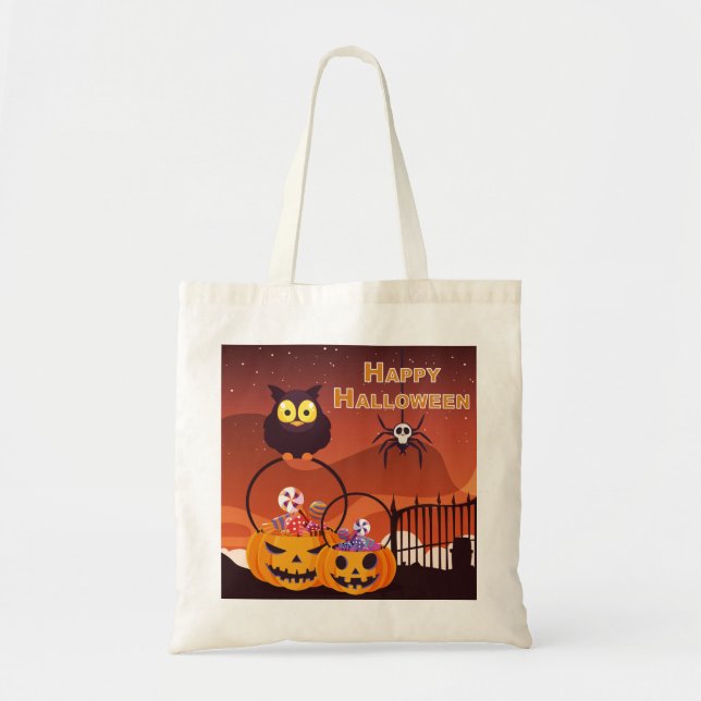 Bolsa Tote Design de Feliz Halloween Muito Bonito (Frente)