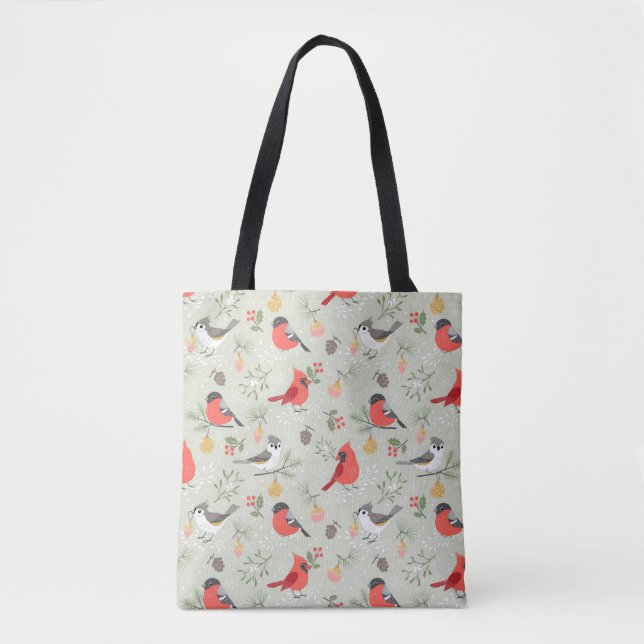 Bolsa Tote Design de Feriado de Pássaro de Natal Bonito (Frente)