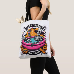 Bolsa Tote Design de Festa de Piscina de Halloween de Skeleto