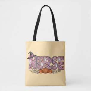 Bolsa Tote Design de Fita Rosa de Enfermeira de Halloween