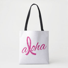 Bolsa Tote Design de Fita Rosa do Espírito Aloha para Câncer