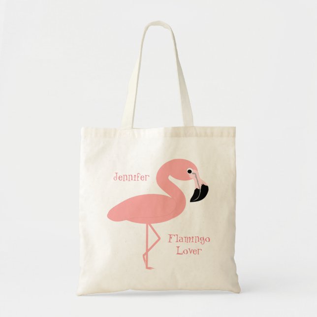 Bolsa Tote Design de Flamingo Rosa (Frente)