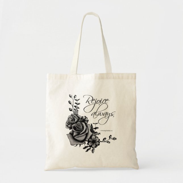 Bolsa Tote Design de Flor com a citação de Bíblia "Aproveite  (Frente)