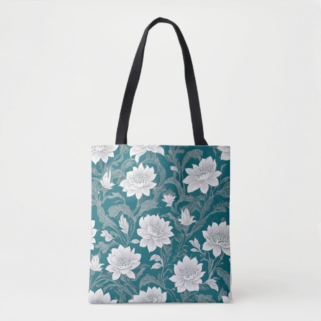 Bolsa Tote Design de flor oriental branca (Frente)