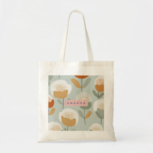 Bolsa Tote Design de Flor Retro em Pastel Macio Personalizado