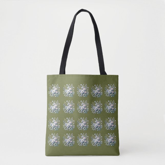Bolsa Tote design de flores personalizado (Frente)