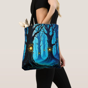 Bolsa Tote Design de Floresta de Olhos de Fantasia Sombria