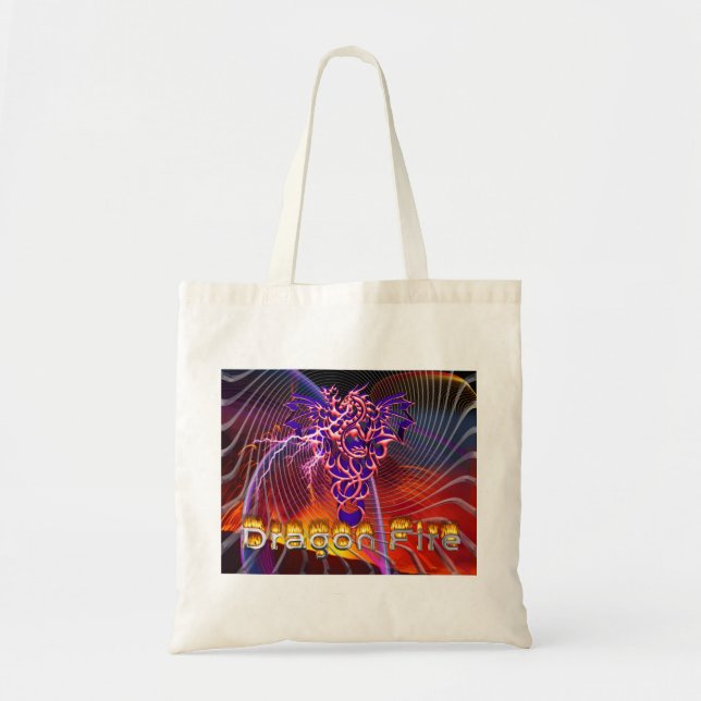 Bolsa Tote Design de Fogo do Dragão Atolado (Frente)