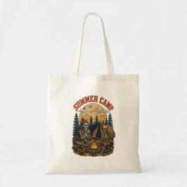 Bolsa Tote Design de fogueira de acampamento esqueleto de ver