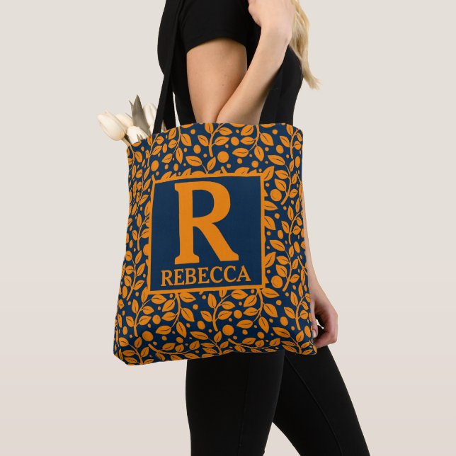 Bolsa Tote Design de Folha Laranja Personalizada (Close Up)