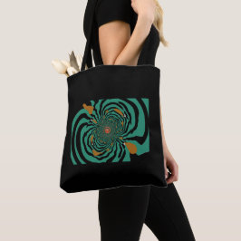 Bolsa Tote Design de Fractal Preto e Azul Moderno