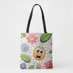 Bolsa Tote Design de fundo sem costura com flores coloridas