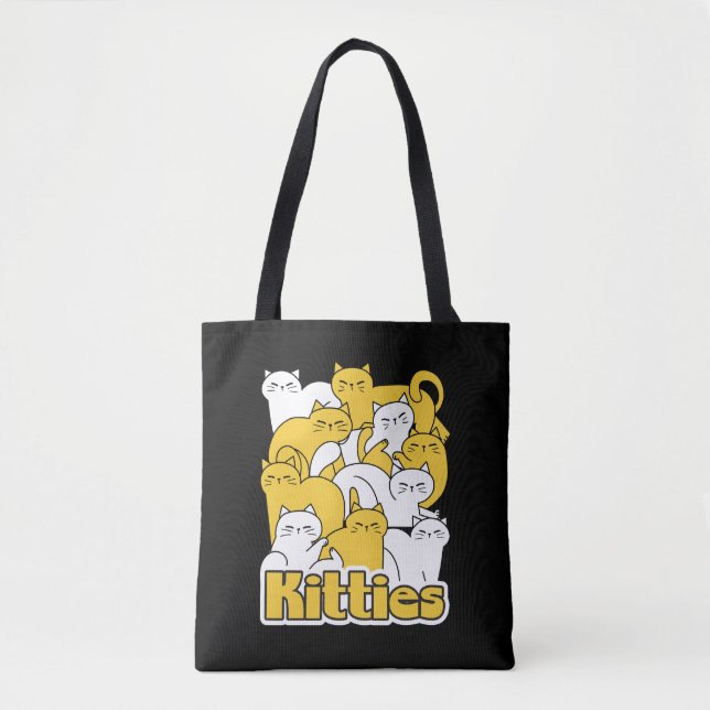 Bolsa Tote Design de Gatinho Chubby - Adorável Arte Gato (Frente)