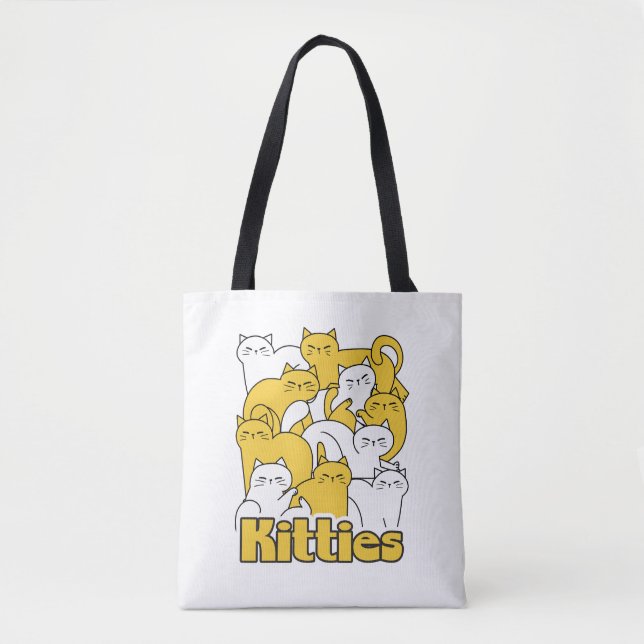 Bolsa Tote Design de Gatinho Chubby - Adorável Arte Gato (Frente)