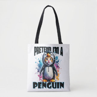 Bolsa Tote Design de Gato de Pinguim Bonito para Criações Rep