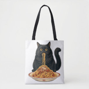 Bolsa Tote Design de gato fofo amante de comida italiana